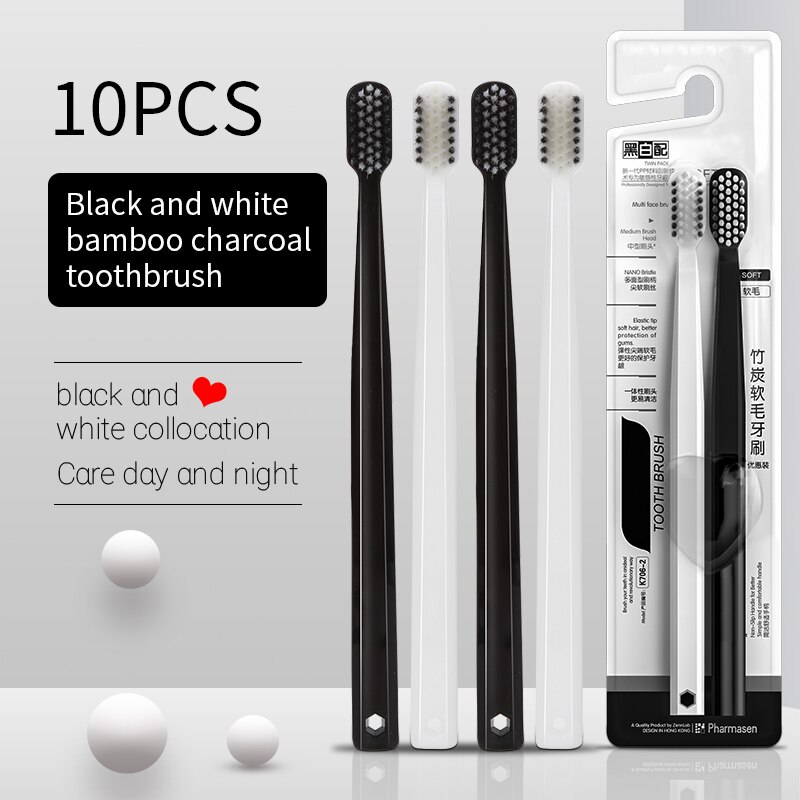 10PC Bamboo Charcoal Brush Sil - Bamboo Toothbrush recension och pris