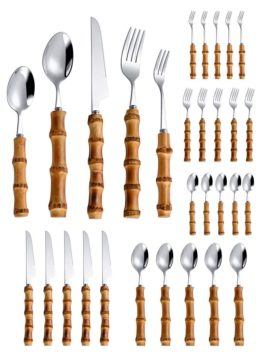 30-piece stainless steel cutle - Bamboo Cutlery recension och pris