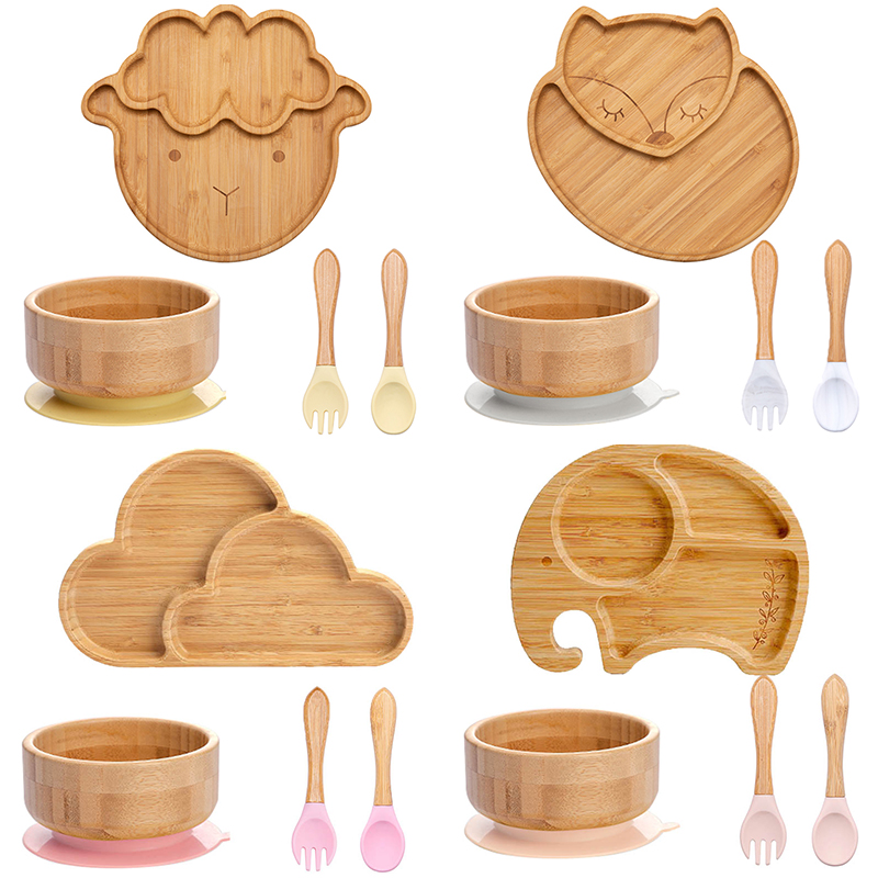 4pcs Children's Tableware Suct - Bamboo Cutlery recension och pris